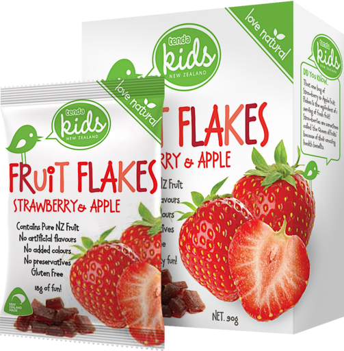 Tenda Fruit Flakes Strawberry & Apple Packaging Image
